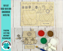 Load image into Gallery viewer, Pop Out Build Your Own Gingerbread House Craft Kit File SVG, Christmas, Kids Craft, Glowforge, LuckyHeartDesignsCo