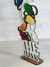 Load image into Gallery viewer, Stacking Deck the Halls Christmas Sign File SVG, Christmas Lights, Glowforge, LuckyHeartDesignsCo