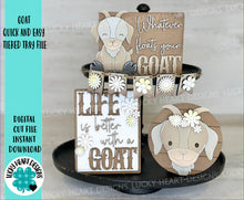 Load image into Gallery viewer, Goat Quick and Easy Tiered Tray File SVG, Farm Glowforge Tier Tray Farmhouse Decor, LuckyHeartDesignsCo