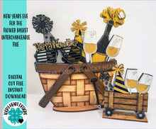Load image into Gallery viewer, New Years For The Flower Basket Interchangeable File SVG, (original and TINY) Winter, Holiday, Tiered Tray, Glowforge, LuckyHeartDesignsCo