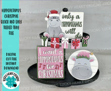 Load image into Gallery viewer, Hippopotamus Christmas Quick and Easy Tiered Tray File SVG, Glowforge, LuckyHeartDesignsCo