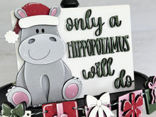 Load image into Gallery viewer, Hippopotamus Christmas Quick and Easy Tiered Tray File SVG, Glowforge, LuckyHeartDesignsCo