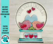 Load image into Gallery viewer, Love Birds Valentines Snow Globe Interchangeable File SVG, Glowforge, Tiered Tray LuckyHeartDesignsCo