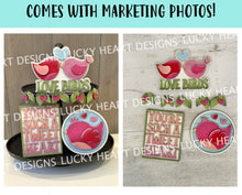 Load image into Gallery viewer, Love Birds Valentines Quick and Easy Tiered Tray File SVG, Glowforge, LuckyHeartDesignsCo
