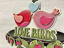 Load image into Gallery viewer, Love Birds Valentines Quick and Easy Tiered Tray File SVG, Glowforge, LuckyHeartDesignsCo