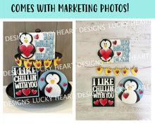 Load image into Gallery viewer, Penguin Valentines Quick and Easy Tiered Tray File SVG, Glowforge, LuckyHeartDesignsCo