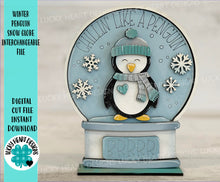 Load image into Gallery viewer, Winter Penguin Snow Globe Interchangeable File SVG, Glowforge, Tiered Tray LuckyHeartDesignsCo