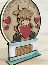 Load image into Gallery viewer, Highland Cow Valentines Snow Globe Interchangeable File SVG, Glowforge, Tiered Tray LuckyHeartDesignsCo