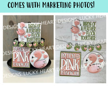 Load image into Gallery viewer, Flamingo Valentines Quick and Easy Tiered Tray File SVG, Tropical, Beach, Summer, Glowforge, LuckyHeartDesignsCo