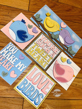 Load image into Gallery viewer, Love Birds Valentine Interchangeable Leaning Sign File SVG, Glowforge Tiered Tray, LuckyHeartDesignsCo