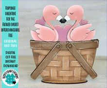 Load image into Gallery viewer, Flamingo Valentine For The Flower Basket Interchangeable File SVG, TINY, Tropical, Beach, Tiered Tray, Glowforge, LuckyHeartDesignsCo