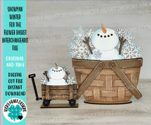 Load image into Gallery viewer, Snowman Winter For The Flower Basket Interchangeable File SVG, Winter, Snowflake, Frosty Tiered Tray, Glowforge, LuckyHeartDesignsCo