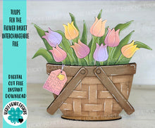 Load image into Gallery viewer, Tulips For The Flower Basket Interchangeable File SVG, Floral, Flowers, Spring Tiered Tray, Glowforge, LuckyHeartDesignsCo