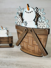 Load image into Gallery viewer, Snowman Winter For The Flower Basket Interchangeable File SVG, Winter, Snowflake, Frosty Tiered Tray, Glowforge, LuckyHeartDesignsCo