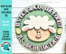 Load image into Gallery viewer, It's All About The Lamb Easter Door Hanger File SVG, LuckyHeartDesignsCo