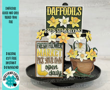Load image into Gallery viewer, Daffodil Quick And Easy Tiered Tray File SVG, Spring, Flower, Summer, Floral, Tier Tray, LuckyHeartDesignsCo