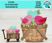 Load image into Gallery viewer, Love. Birds Valentine For The Flower Basket Interchangeable File SVG, TINY, Floral, Tiered Tray, Glowforge, LuckyHeartDesignsCo