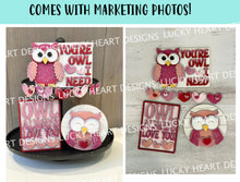 Load image into Gallery viewer, Owl Valentines Quick and Easy Tiered Tray File SVG, Glowforge, LuckyHeartDesignsCo