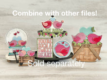 Load image into Gallery viewer, Love Birds Valentines Quick and Easy Tiered Tray File SVG, Glowforge, LuckyHeartDesignsCo