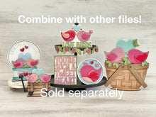Load image into Gallery viewer, Love. Birds Valentine For The Flower Basket Interchangeable File SVG, TINY, Floral, Tiered Tray, Glowforge, LuckyHeartDesignsCo