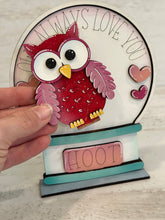 Load image into Gallery viewer, Valentines Owl Snow Globe Interchangeable File SVG, Glowforge, Tiered Tray LuckyHeartDesignsCo