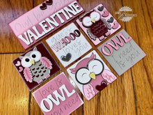 Load image into Gallery viewer, MINI Valentines Owl Interchangeable Leaning Sign File SVG, Heart, Love, Cupid Tiered Tray Glowforge, LuckyHeartDesignsCo