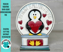 Load image into Gallery viewer, Penguin Valentines Snow Globe Interchangeable File SVG, Glowforge, Tiered Tray LuckyHeartDesignsCo