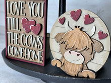Load image into Gallery viewer, Highland Cow Valentines Quick and Easy Tiered Tray File SVG, Glowforge, LuckyHeartDesignsCo