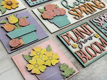 Load image into Gallery viewer, Springtime Interchangeable Leaning Sign File SVG, Birdhouse, Tulips, Tiered Tray Glowforge, LuckyHeartDesignsCo