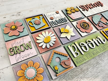 Load image into Gallery viewer, MINI Springtime Interchangeable Leaning Sign File SVG, Bird house, Flower, Umbrella, Tiered Tray Glowforge, LuckyHeartDesignsCo