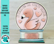 Load image into Gallery viewer, Flamingo Valentines Snow Globe Interchangeable File SVG, Glowforge, Tiered Tray LuckyHeartDesignsCo