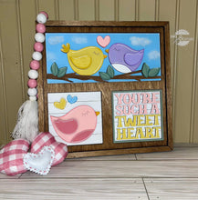 Load image into Gallery viewer, Love Birds Valentine Interchangeable Leaning Sign File SVG, Glowforge Tiered Tray, LuckyHeartDesignsCo