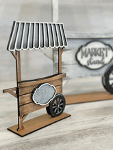 Load image into Gallery viewer, Market Stand Cart For The Flower Basket Interchangeable (Original and TINY) File SVG, Farm Stand Tiered Tray, Glowforge, LuckyHeartDesignsCo