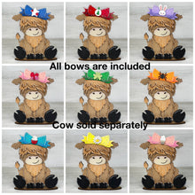 Load image into Gallery viewer, BOWS for the Highland Cow Interchangeable Hats MINI File SVG, (Bows Only) Seasonal sign, Farm Tiered Tray Glowforge, LuckyHeartDesignsCo