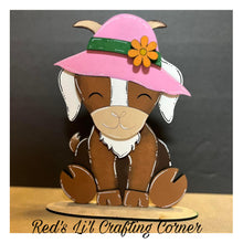Load image into Gallery viewer, Goat Animal Hats Interchangeable MINI File SVG, Seasonal Leaning sign, Holiday, Farm Tiered Tray Glowforge, LuckyHeartDesignsCo