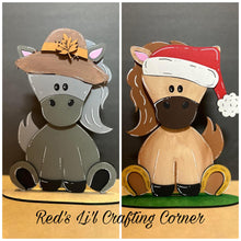 Load image into Gallery viewer, Horse Animal Hats Interchangeable Hats MINI File SVG, Seasonal Leaning sign, Holiday, Farm Tiered Tray Glowforge, LuckyHeartDesignsCo