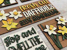 Load image into Gallery viewer, Daffodil Interchangeable Leaning Sign File SVG, Spring, Summer, Flower, Floral, Tiered Tray Glowforge, LuckyHeartDesignsCo
