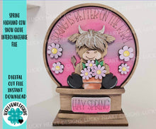Load image into Gallery viewer, Spring Highland Cow Snow Globe Interchangeable File SVG, Glowforge, Daisy, Farm, Tiered Tray LuckyHeartDesignsCo