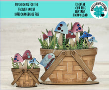 Load image into Gallery viewer, Mushrooms For The Flower Basket Interchangeable File SVG, TINY, Floral, Flowers, Spring Tiered Tray, Glowforge, LuckyHeartDesignsCo