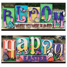 Load image into Gallery viewer, Bloom Happy Easter Reversible Blocks File SVG, Tiered Tray Spring, Bunny, Flowers, Glowforge, LuckyHeartDesignsCo