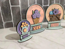 Load image into Gallery viewer, Spring Flowers Snow Globe Interchangeable File SVG, Glowforge, Watering Can, Tulip, Basket, , Flower, Tiered Tray LuckyHeartDesignsCo