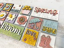 Load image into Gallery viewer, MINI Springtime Interchangeable Leaning Sign File SVG, Bird house, Flower, Umbrella, Tiered Tray Glowforge, LuckyHeartDesignsCo