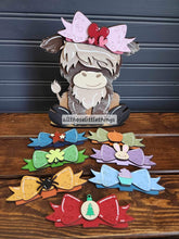 Load image into Gallery viewer, BOWS for the Highland Cow Interchangeable Hats MINI File SVG, (Bows Only) Seasonal sign, Farm Tiered Tray Glowforge, LuckyHeartDesignsCo