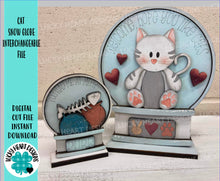 Load image into Gallery viewer, Cat Snow Globe Interchangeable File SVG, Glowforge, Pet, Kitten, Tiered Tray LuckyHeartDesignsCo