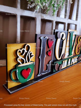 Load image into Gallery viewer, Coffee Love Reversible Blocks File SVG, Tiered Tray, Letters, Caffeine, Family, Glowforge, LuckyHeartDesignsCo