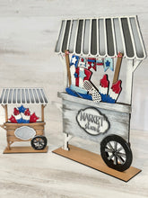 Load image into Gallery viewer, Market Stand Cart For The Flower Basket Interchangeable (Original and TINY) File SVG, Farm Stand Tiered Tray, Glowforge, LuckyHeartDesignsCo