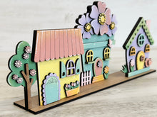 Load image into Gallery viewer, Spring Standing Houses File SVG, Glowforge, Flower, Bird house, LuckyHeartDesignsCo