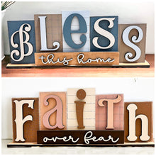 Load image into Gallery viewer, Grace Faith Bless Reversible Blocks File SVG, Tiered Tray, Home, Religious, Scrabble, Family, Glowforge, LuckyHeartDesignsCo