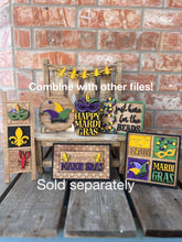 Load image into Gallery viewer, MINI Mardi Gras Interchangeable Leaning Sign File SVG, Tiered Tray Glowforge, LuckyHeartDesignsCo