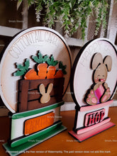 Load image into Gallery viewer, Cottontail Easter Snow Globe Interchangeable File SVG, Glowforge, Spring, Bunny Carrots, Easter Eggs, Tiered Tray LuckyHeartDesignsCo